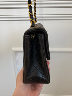 Chanel Vintage Mini Flap Bag Dark Brown Gold HW