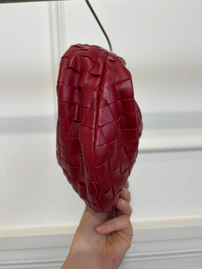 Bottega Veneta Red Leather Intrecciato Mini Jodie Bag