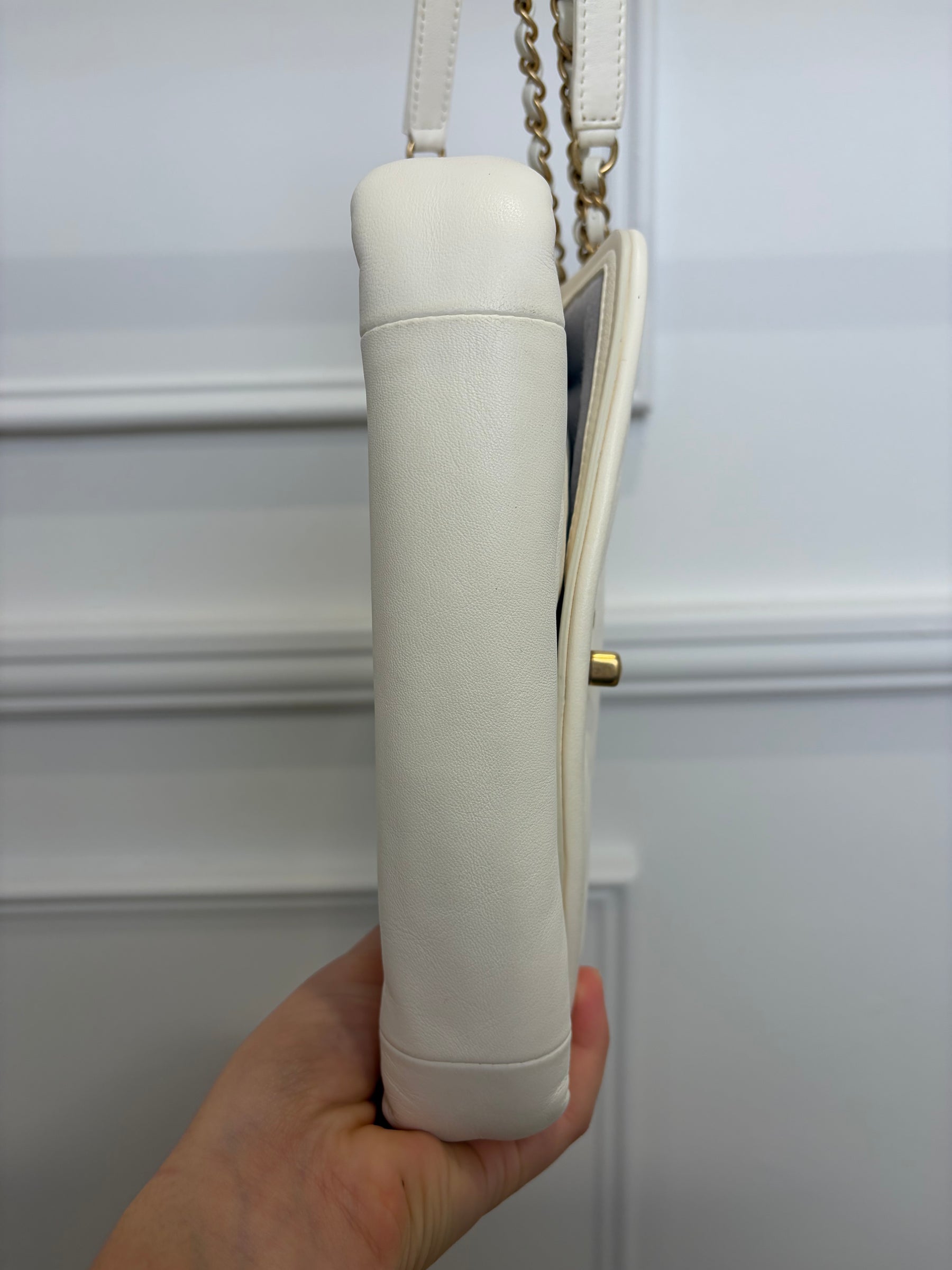 Chanel White Puffy Flap Shoulder Bag