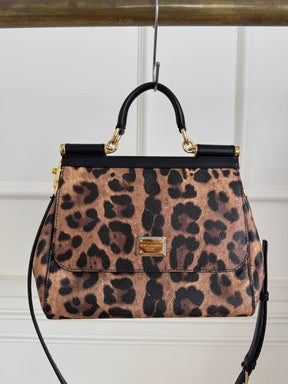Dolce & Gabbana Leopard Print Coated Sicily Bag
