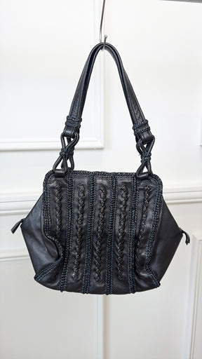 Bottega Veneta Black Braided Leather Shoulder Tote