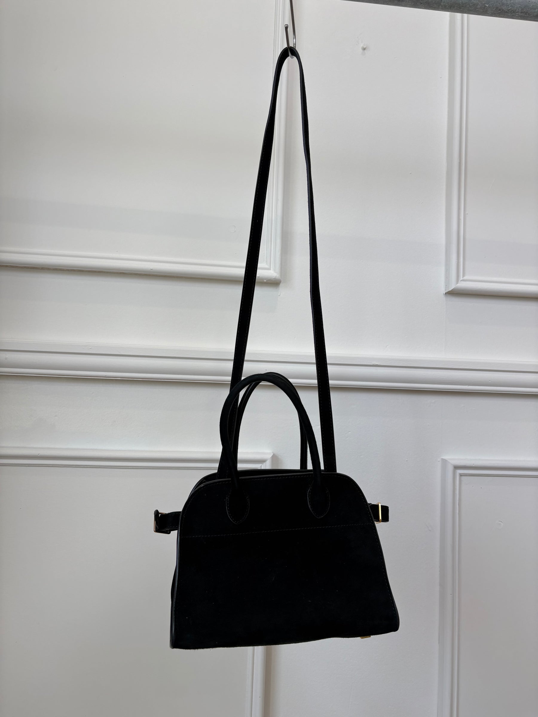 The Row Black Suede Soft Margaux 10 Bag