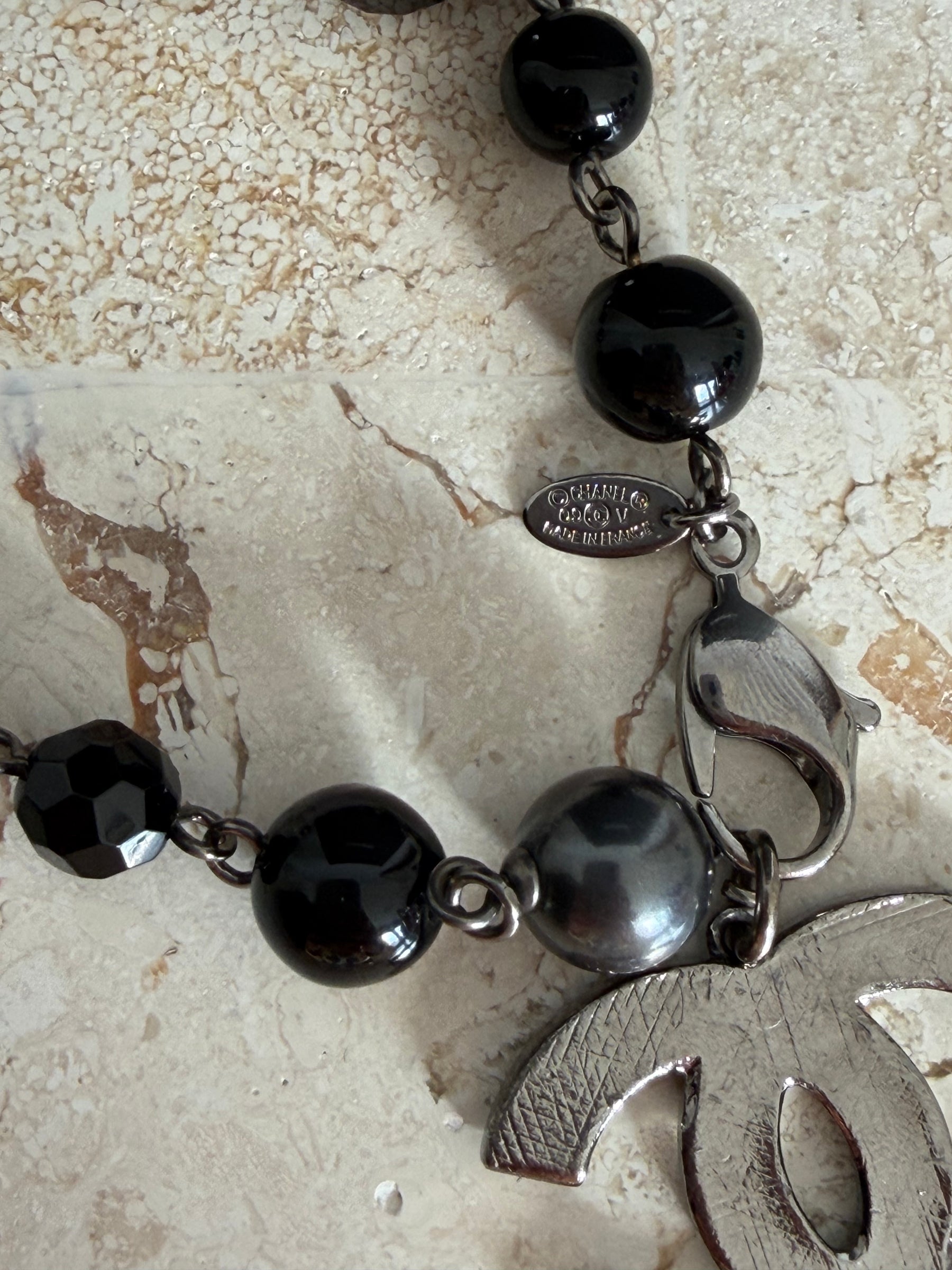 Chanel Beaded CC Bracelet In Black
