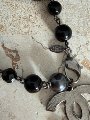 Chanel Beaded CC Bracelet In Black