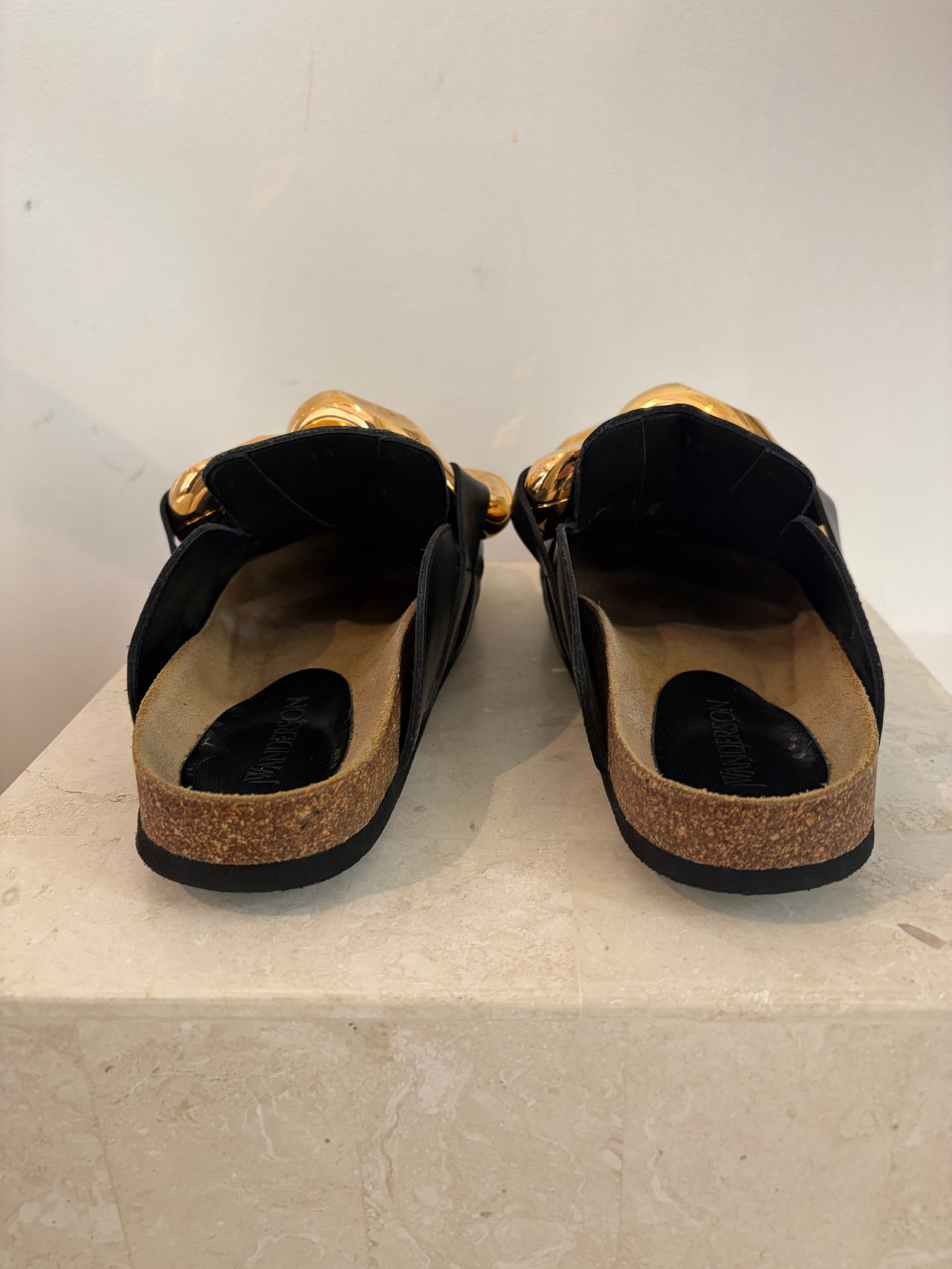 JW Anderson Chain Detail Slip On Mules Black, 38