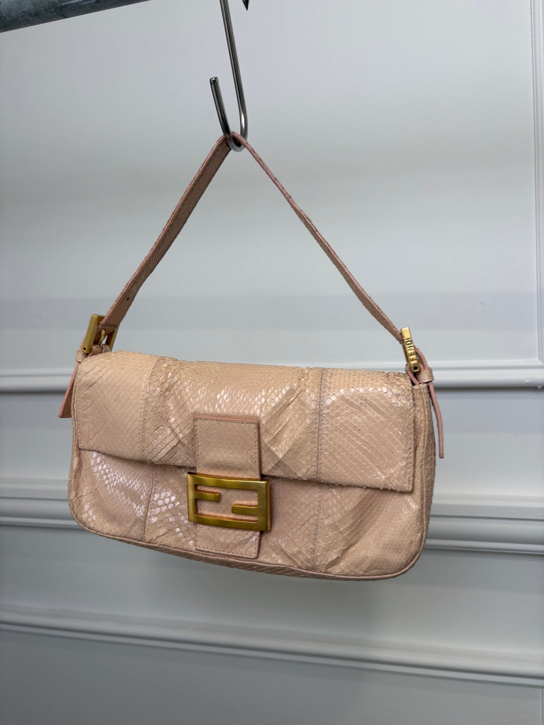 Fendi Baguette in Pale Pink Python Leather