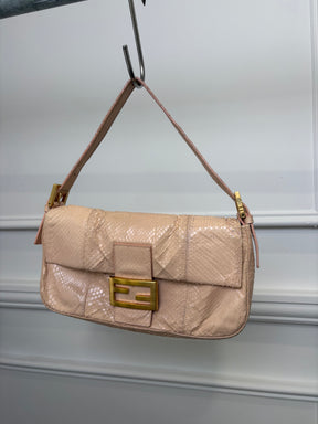 Fendi Baguette in Pale Pink Python Leather