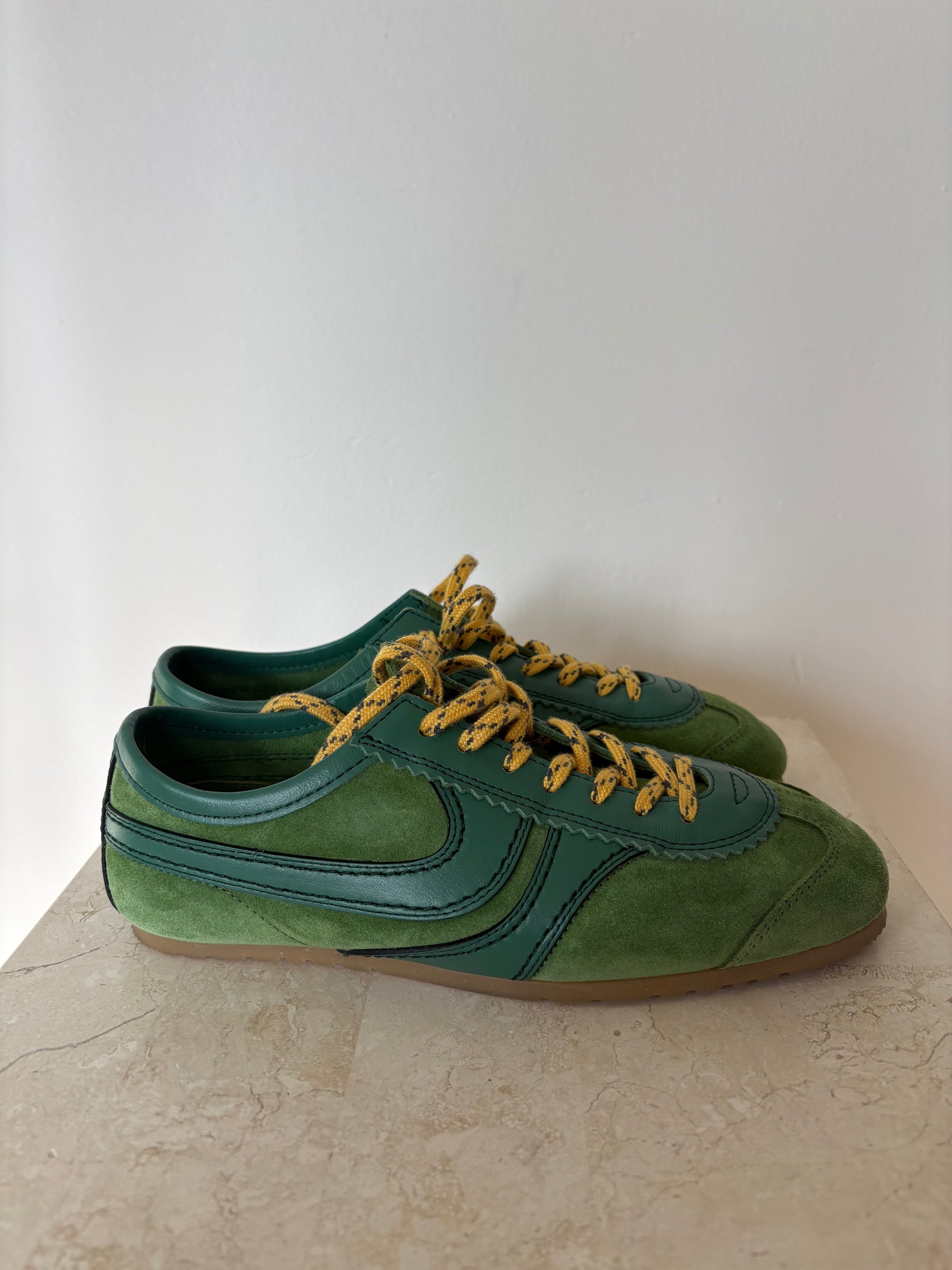 Dries van Noten Green Suede and Leather Sneakers, 36