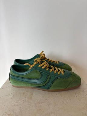 Dries van Noten Green Suede and Leather Sneakers, 36