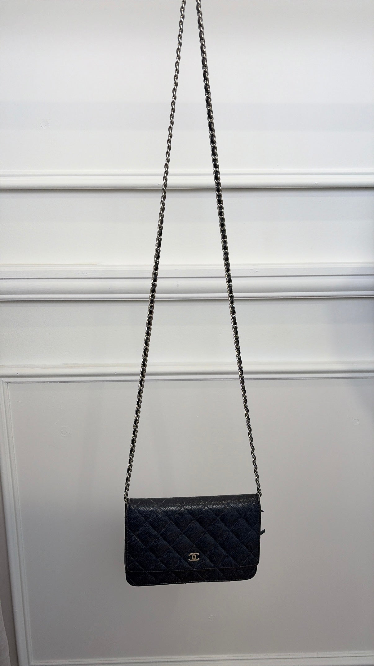 Chanel Navy Caviar Leather Wallet on Chain