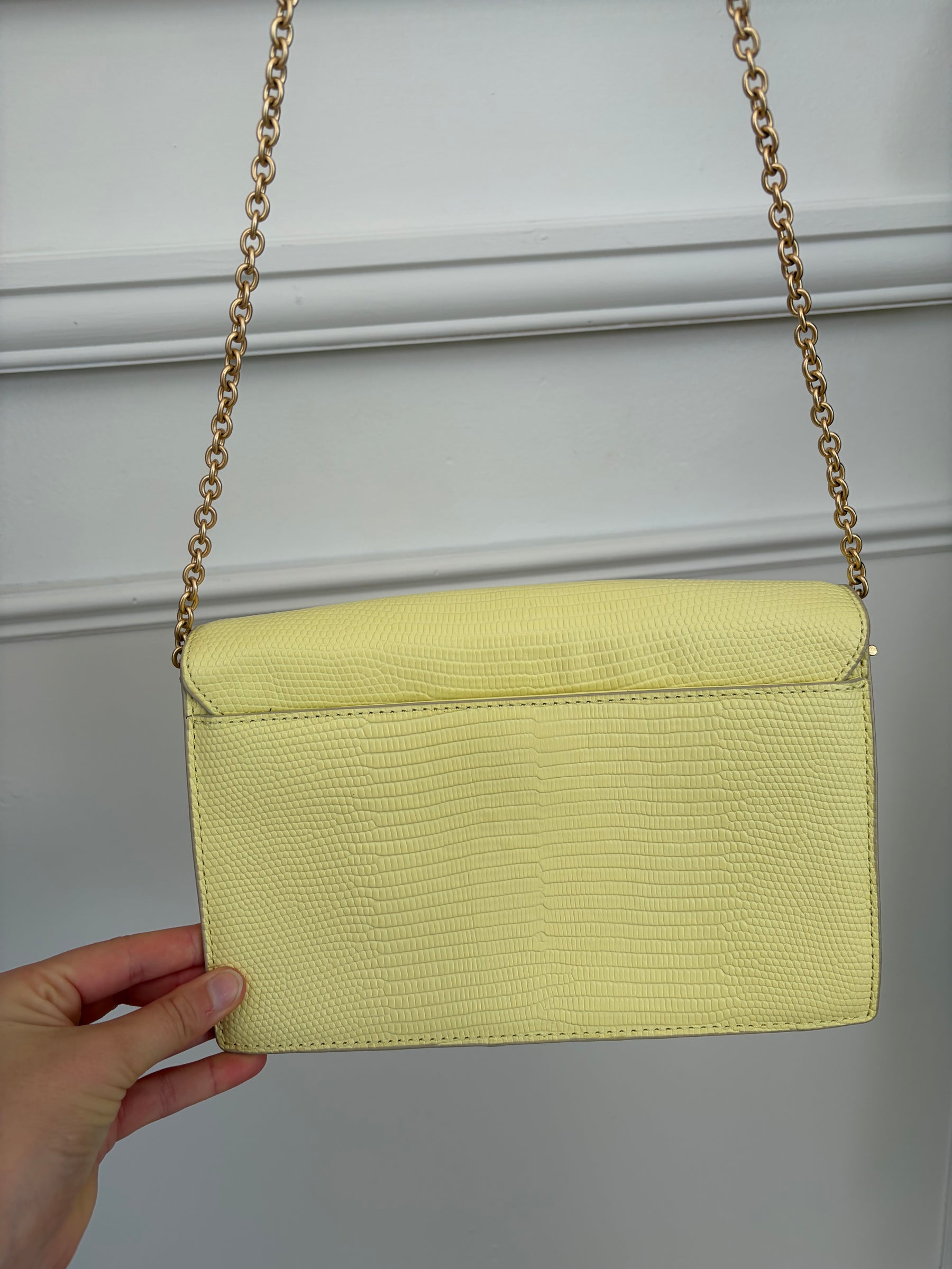 Oroton Yellow Lizard Embossed Crossbody Bag