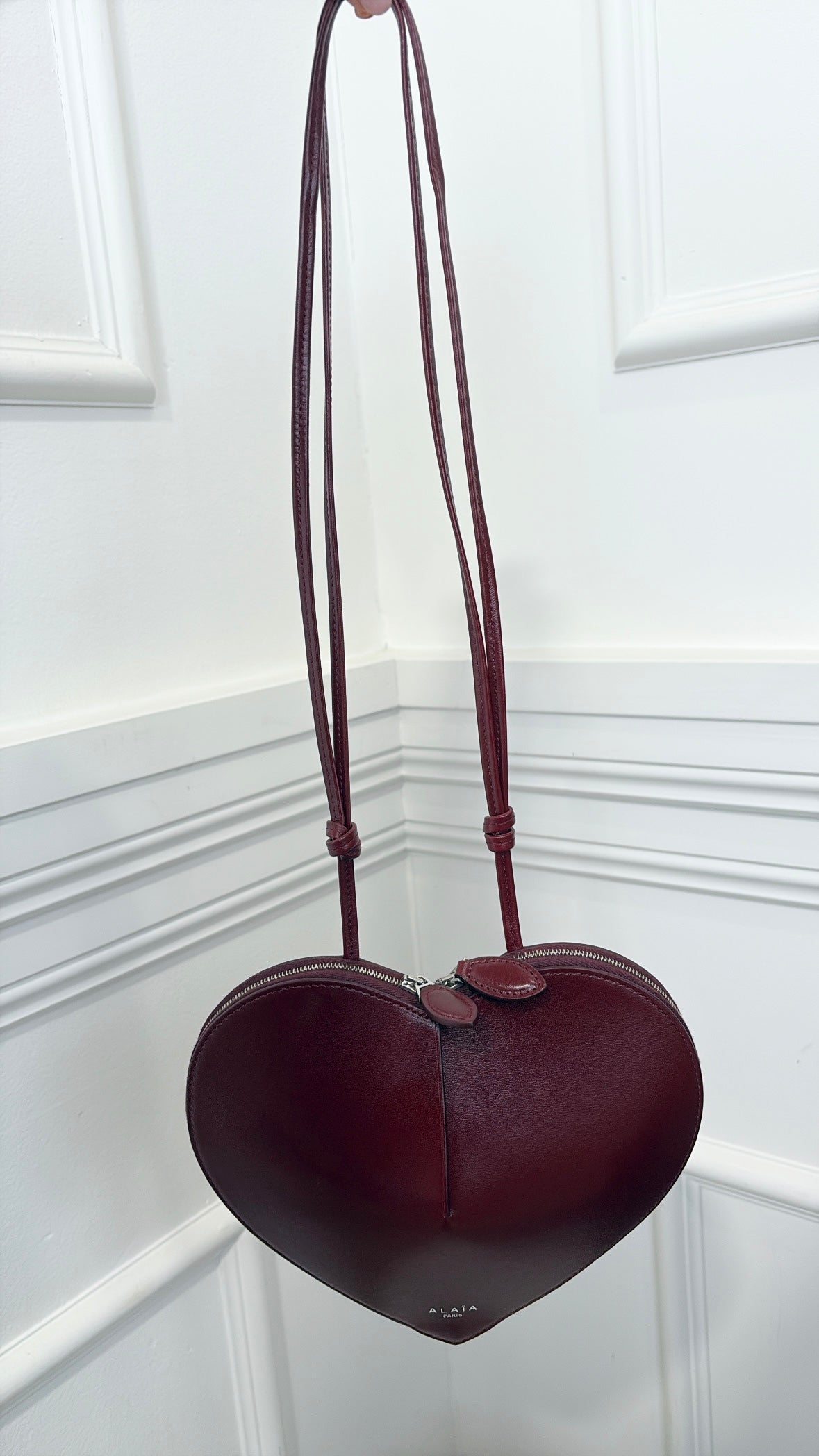 Alaïa Burgundy Leather Heart Bag