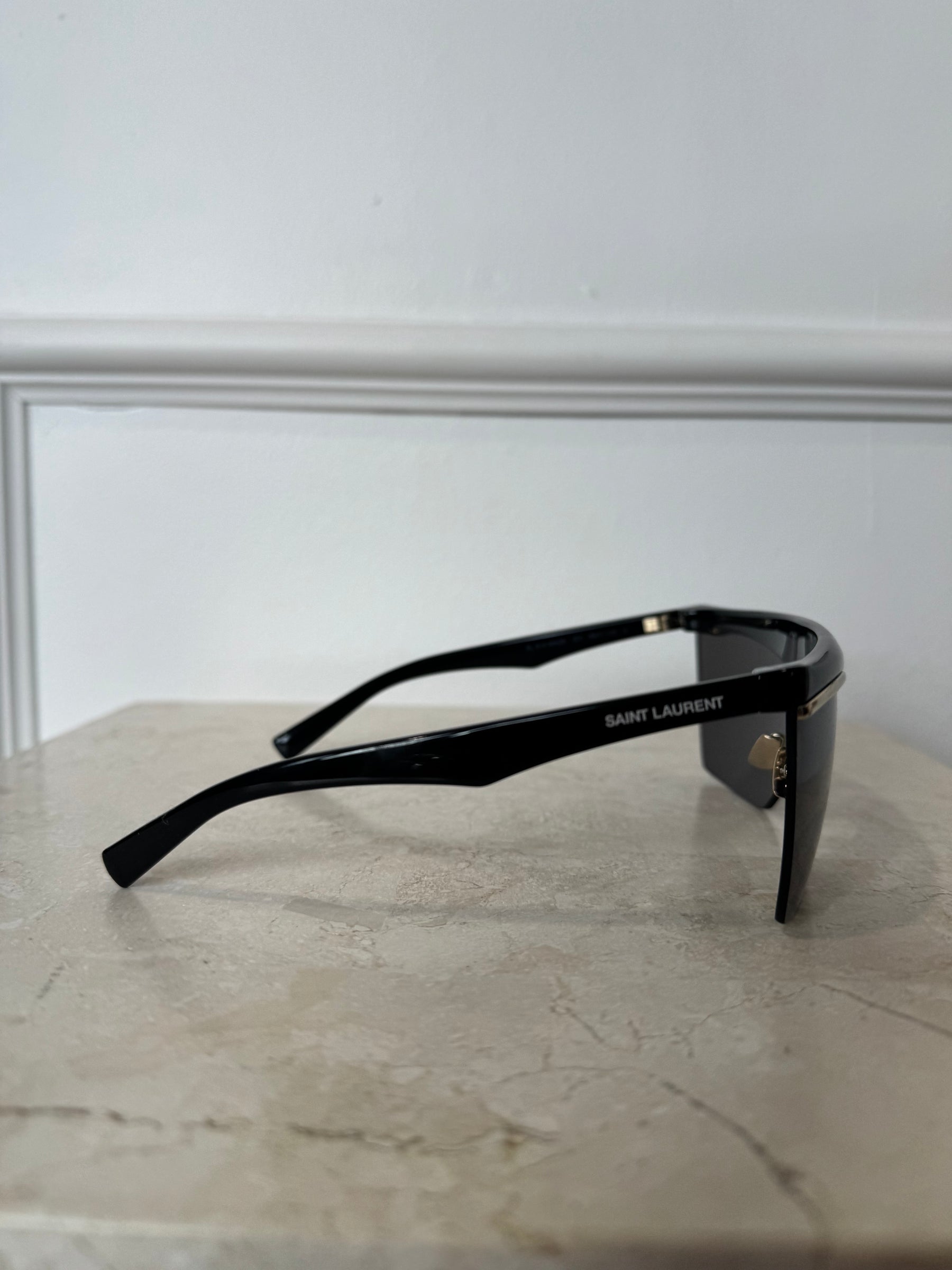 Saint Laurent Black Flat Top V Sunglasses