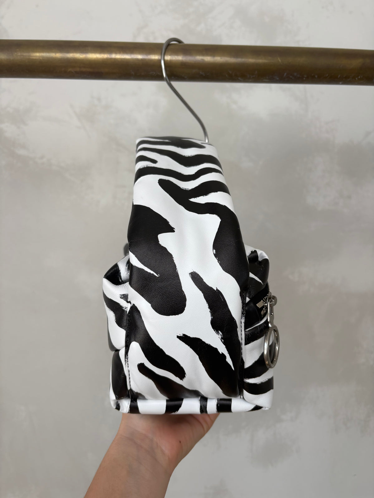 Off White Black and White Zebra print Top Handle Bag