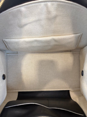 Celine Natural and Black Leather Ring Top Handle Bag