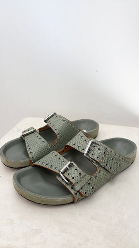 Isabel Marant Sage Python Embosses Leather Rivet Slides, 38