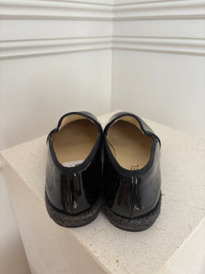 Chanel Black Patent Leather Espadrille, 38 C