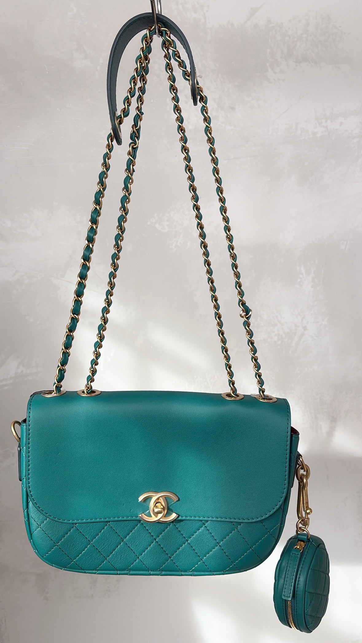 Chanel Multi Pouching Flap Bag With Coin Purse Green