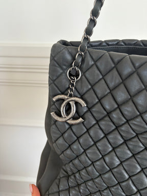 Chanel Charcoal Quilted Leather Shopper Tote