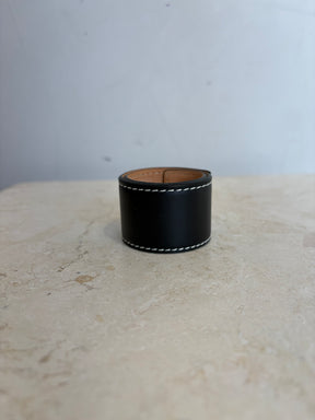 Loewe Anagram Snap Leather Bracelet Black, OS