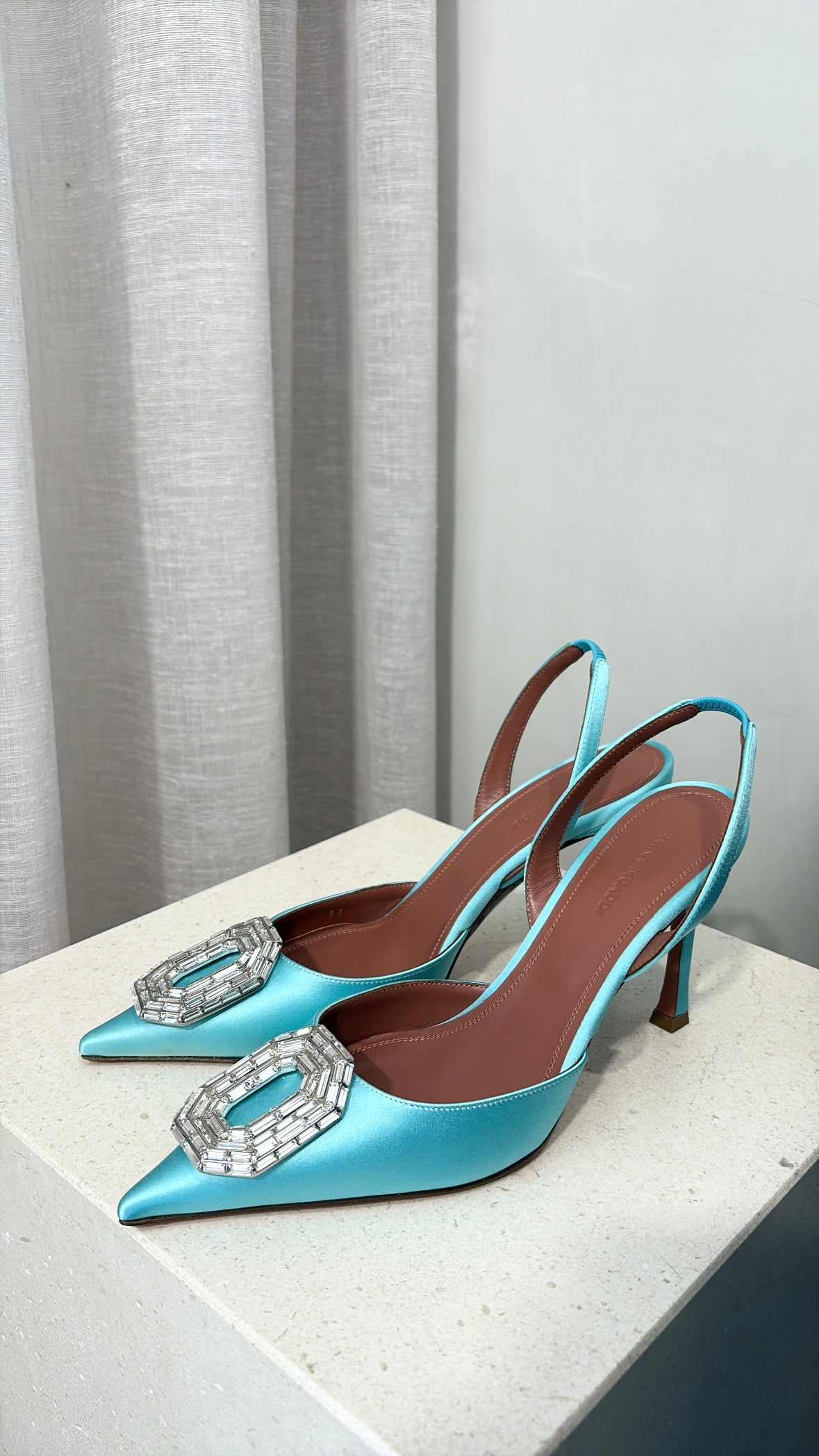 Amina Muaddi Camelia sling 90 In Turquoise, 37