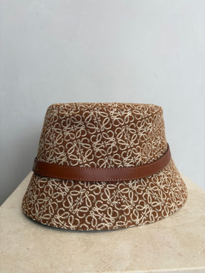 Loewe Tan and White Anagram Logo Bucket Hat, 59