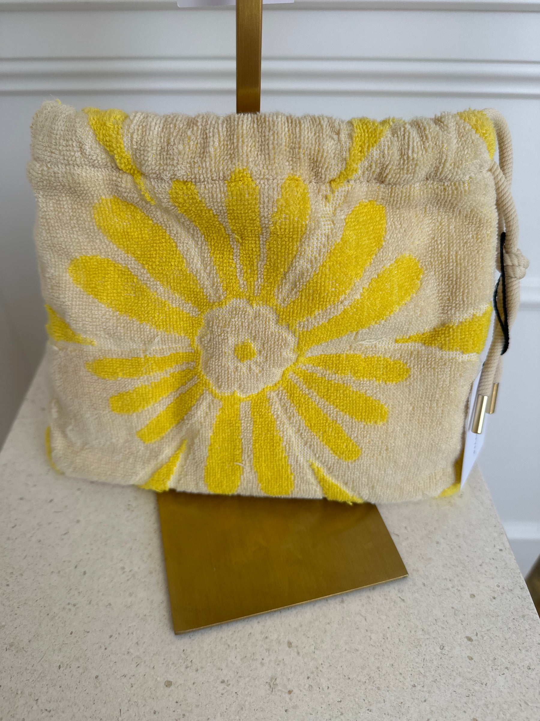 Zimmermann Floral Print Cotton Terry Pouch And Hat Yellow, OS