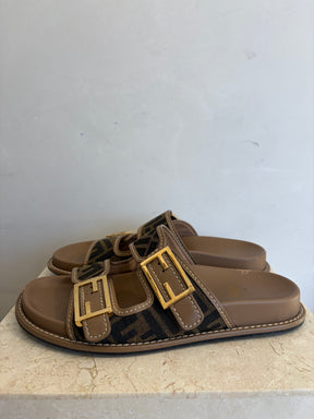 Fendi Feel Monogram Slides, 39