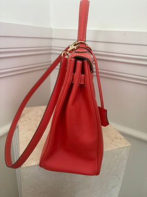 Hermès Candy Kelly Retourne 35 in Rose Jaipur Epsom Leather with Gold Leather Interior and Permabrass Hardware