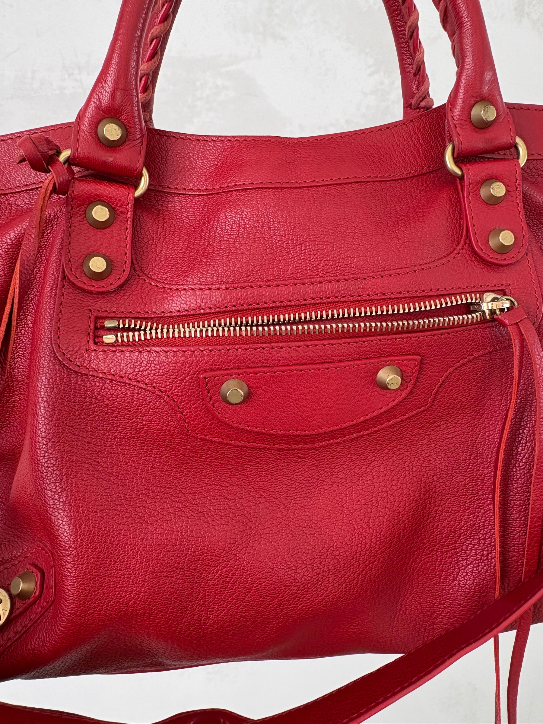 Balenciaga Red Leather City Bag