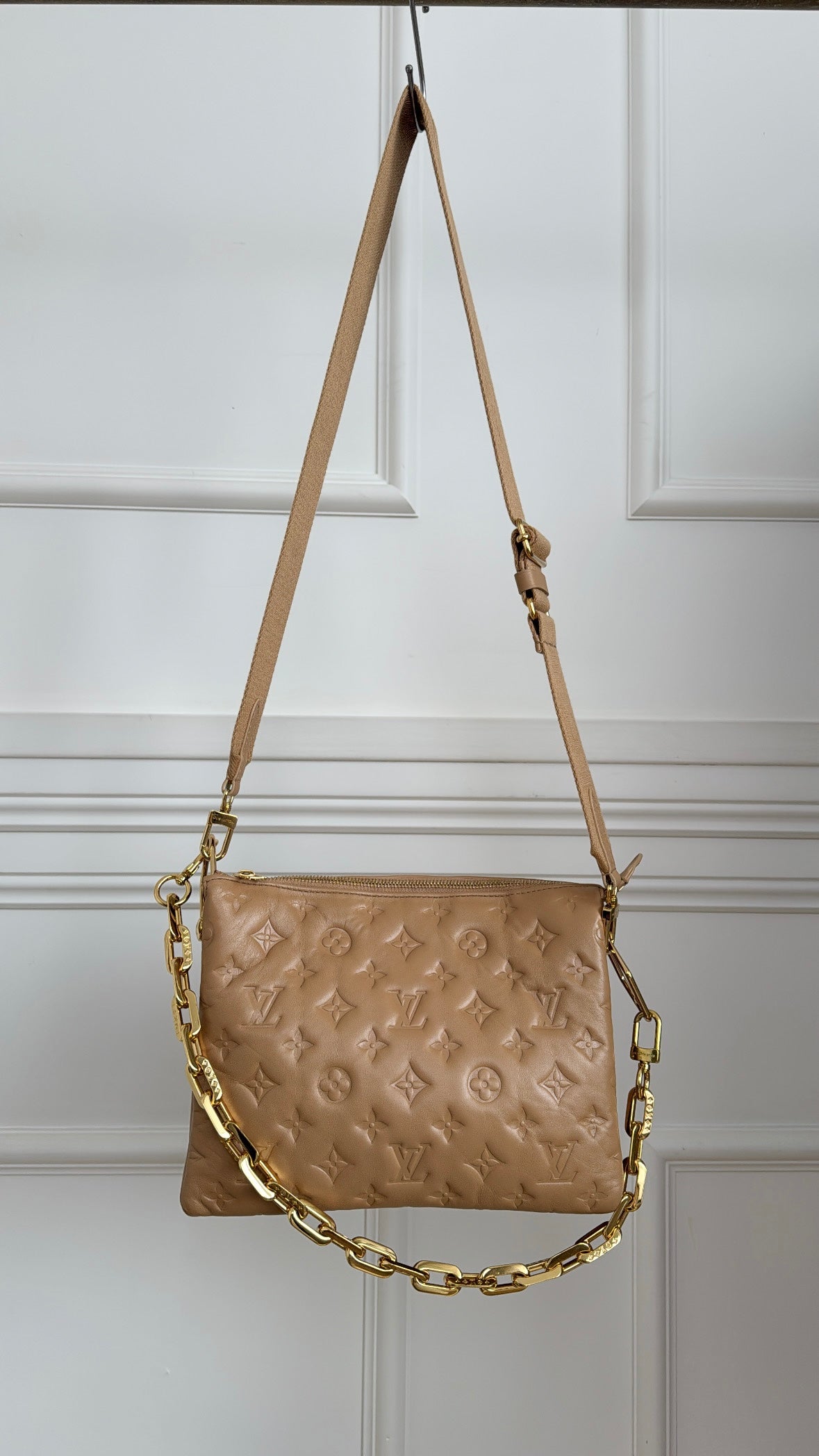 Louis Vuitton Camel Leather Coussin PM Bag