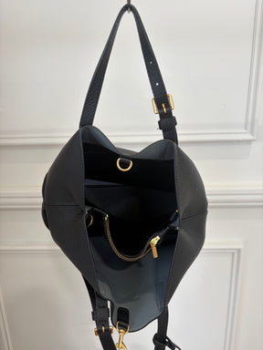 Oroton Black Grained Leather Mini Tote