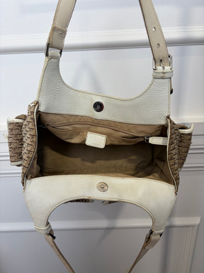 Dior Brown Diorissimo Canvas and White Leather Street Chic Pocket Hobo