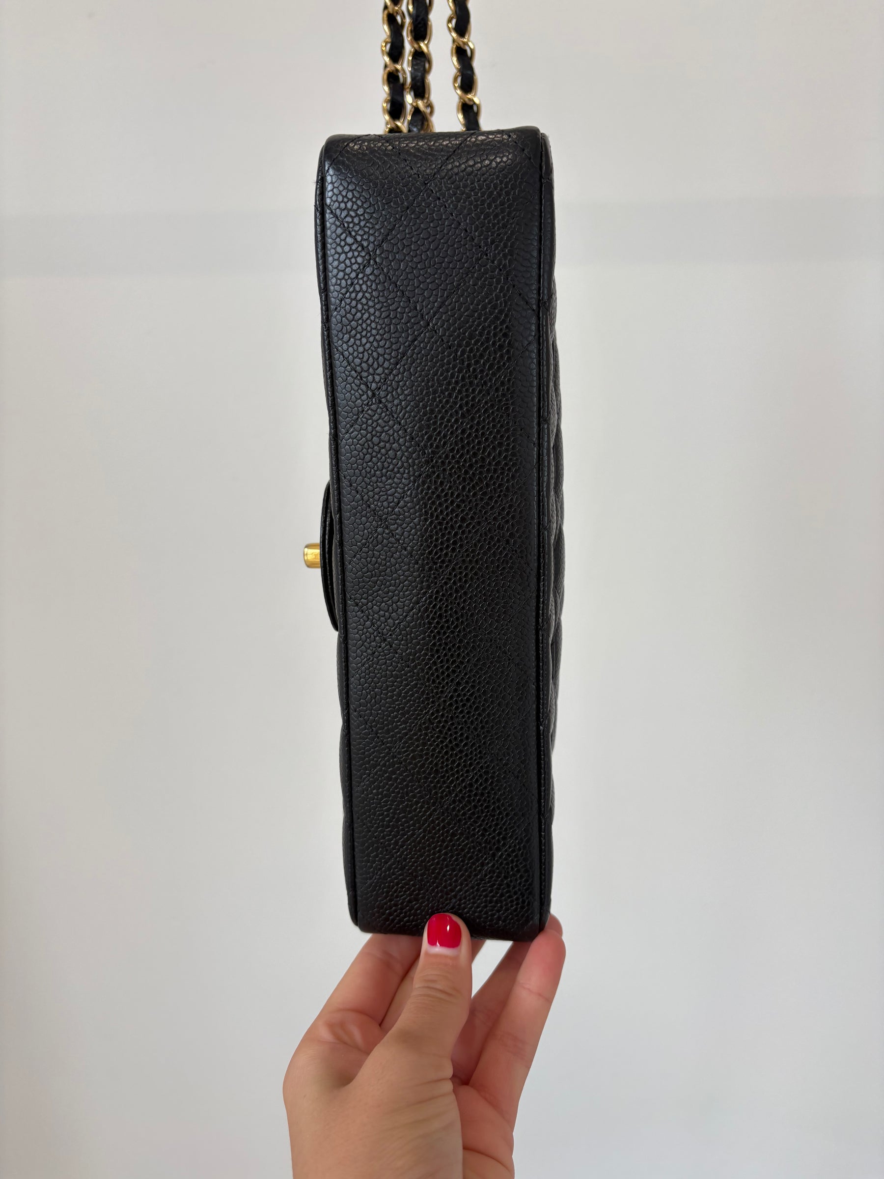 Chanel Black Caviar Leather Medium Classic Flap