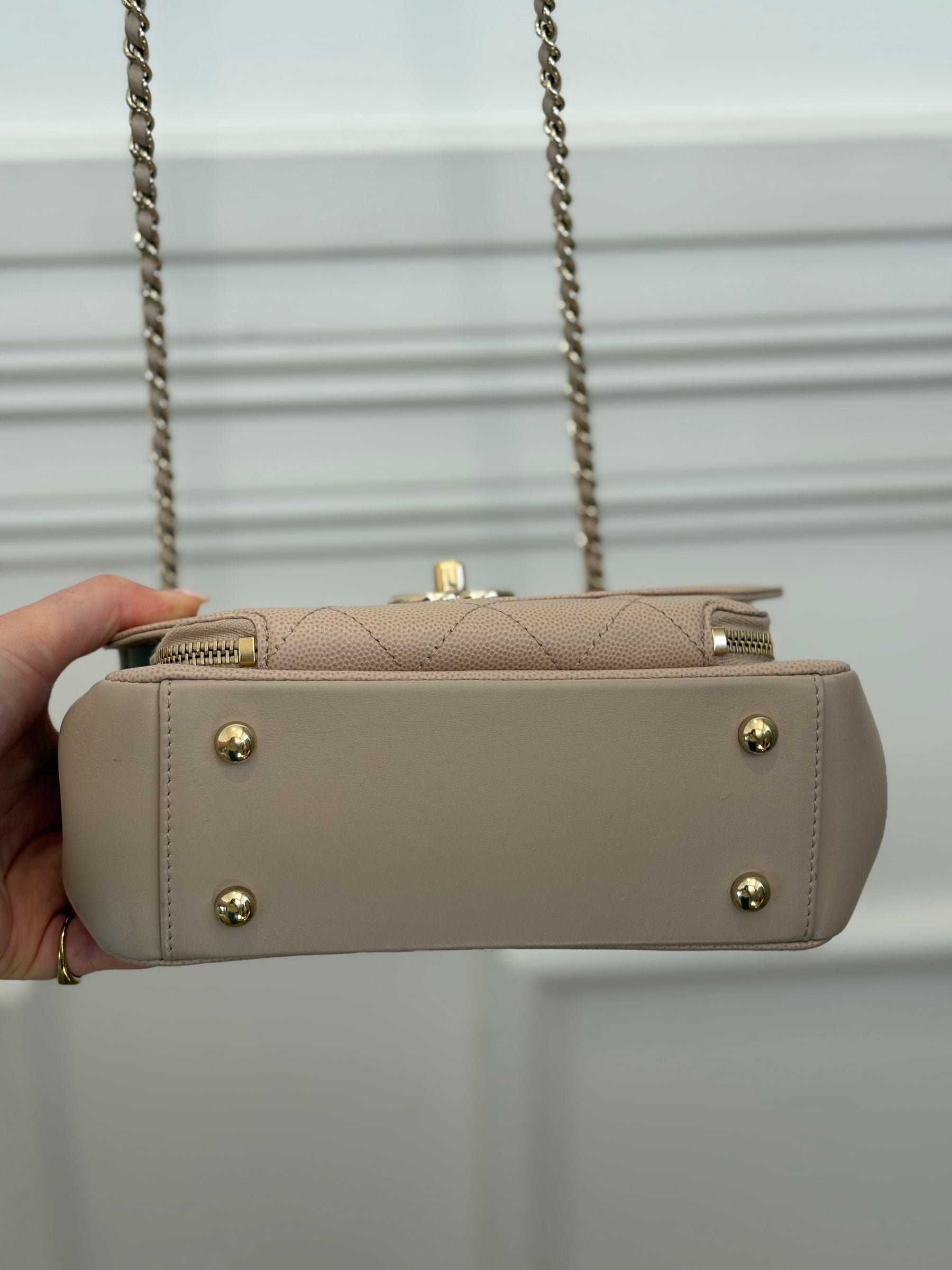 Chanel Beige Caviar Leather Business Affinity Shoulder Bag