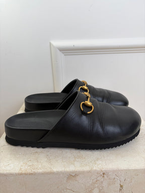 Gucci Horsebit Leather Mules, 37.5