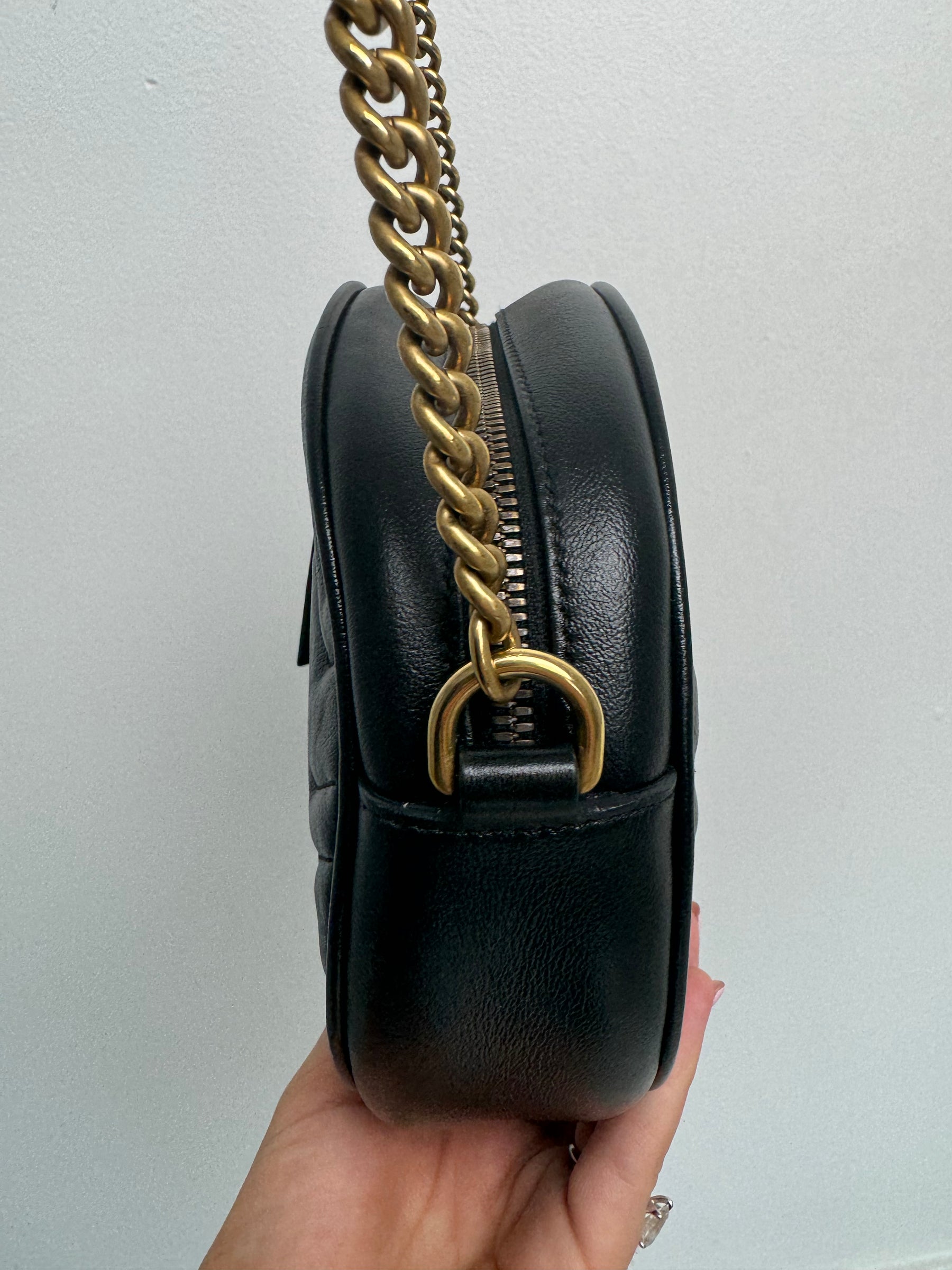 Gucci GG Marmont Round Leather Crossbody Bag