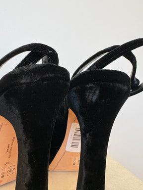 Sophia Webster Black Suede Floral Embellished Platform Peep Tie Pumps, 40