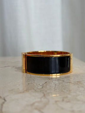 Hermès Clic H Wide Black With Yellow Gold, PM