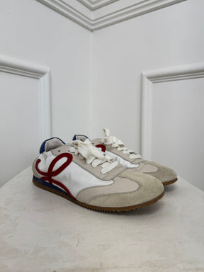 Loewe White, Red and Blue Leather Ballet Sneakers, 38