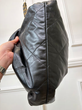 Chanel Black Leather Medium 22 Bag