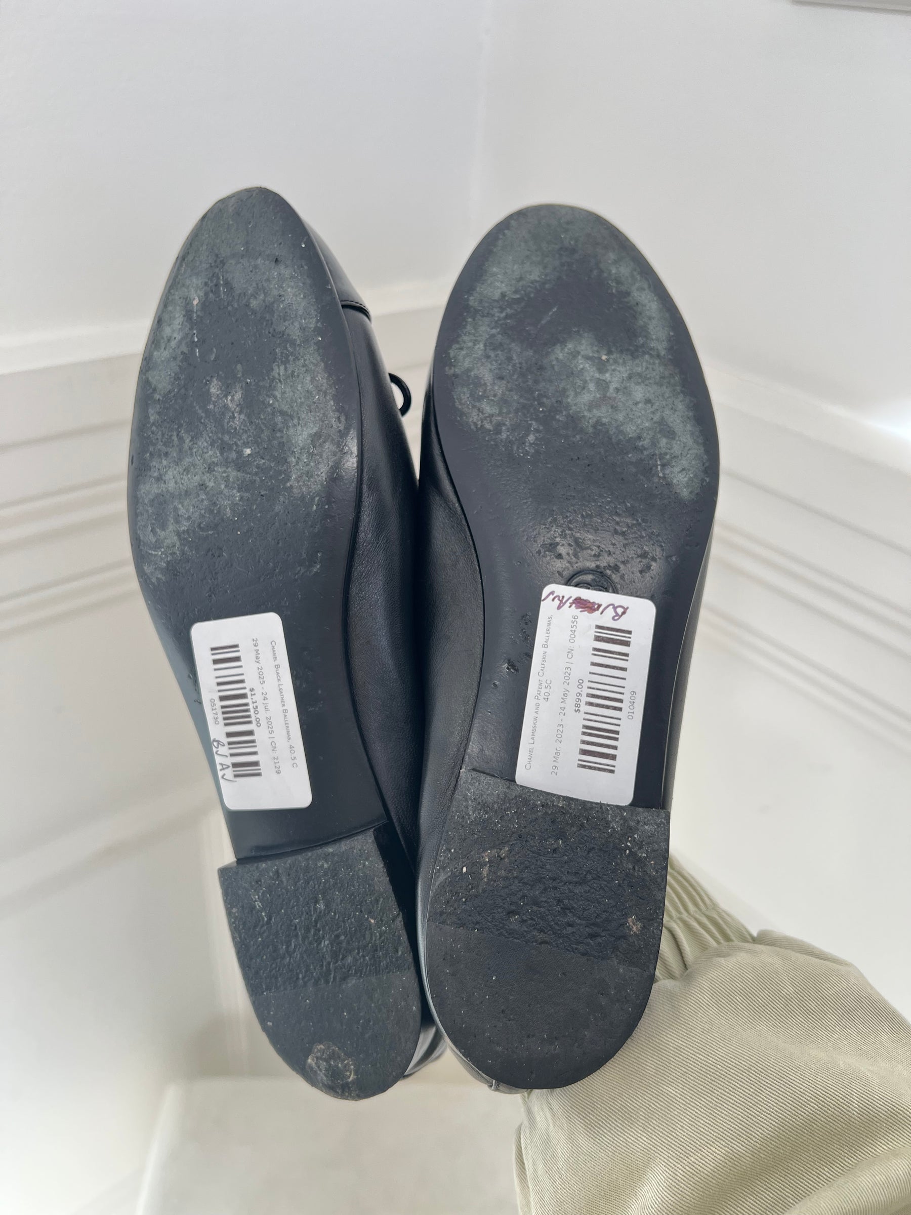Chanel Black Leather Ballerinas, 40.5 C