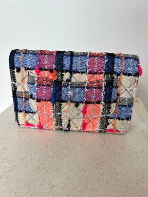 Chanel Blue, Cream and Pink Tweed Wallet on Chain