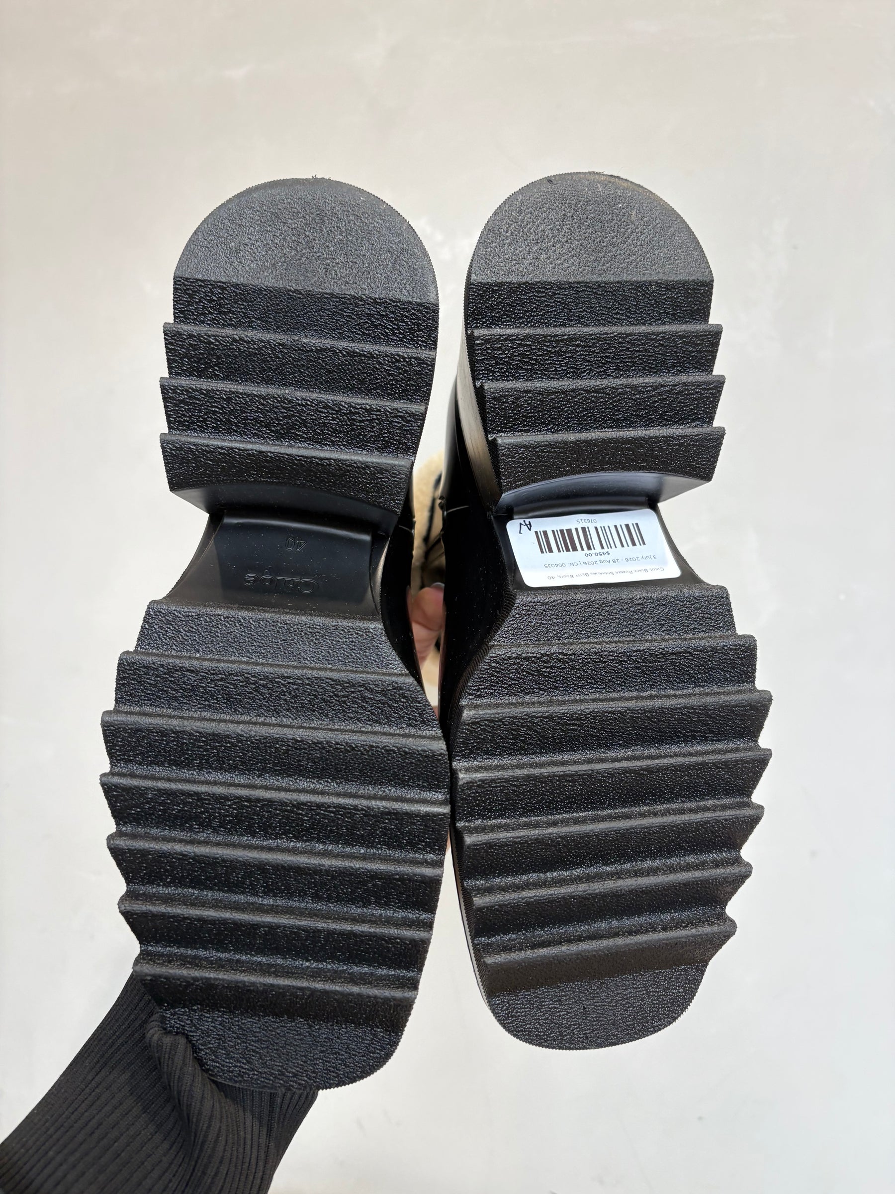 Chloé Black Rubber Shearling Betty Boots, 40