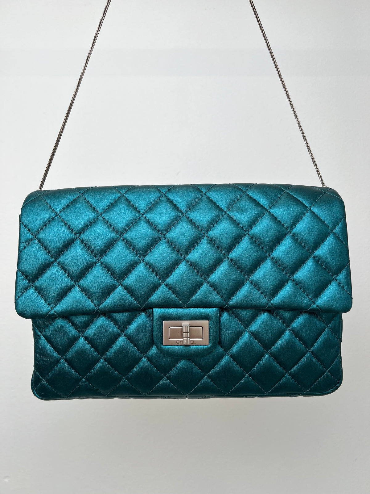 Chanel Metalic Teal Quilted Leather Reissue 2.55