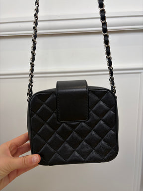 Chanel Black Leather Mini Quilted CC Box Camera Bag