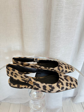 Dior Leopard Print Slingback Flats, 39.5