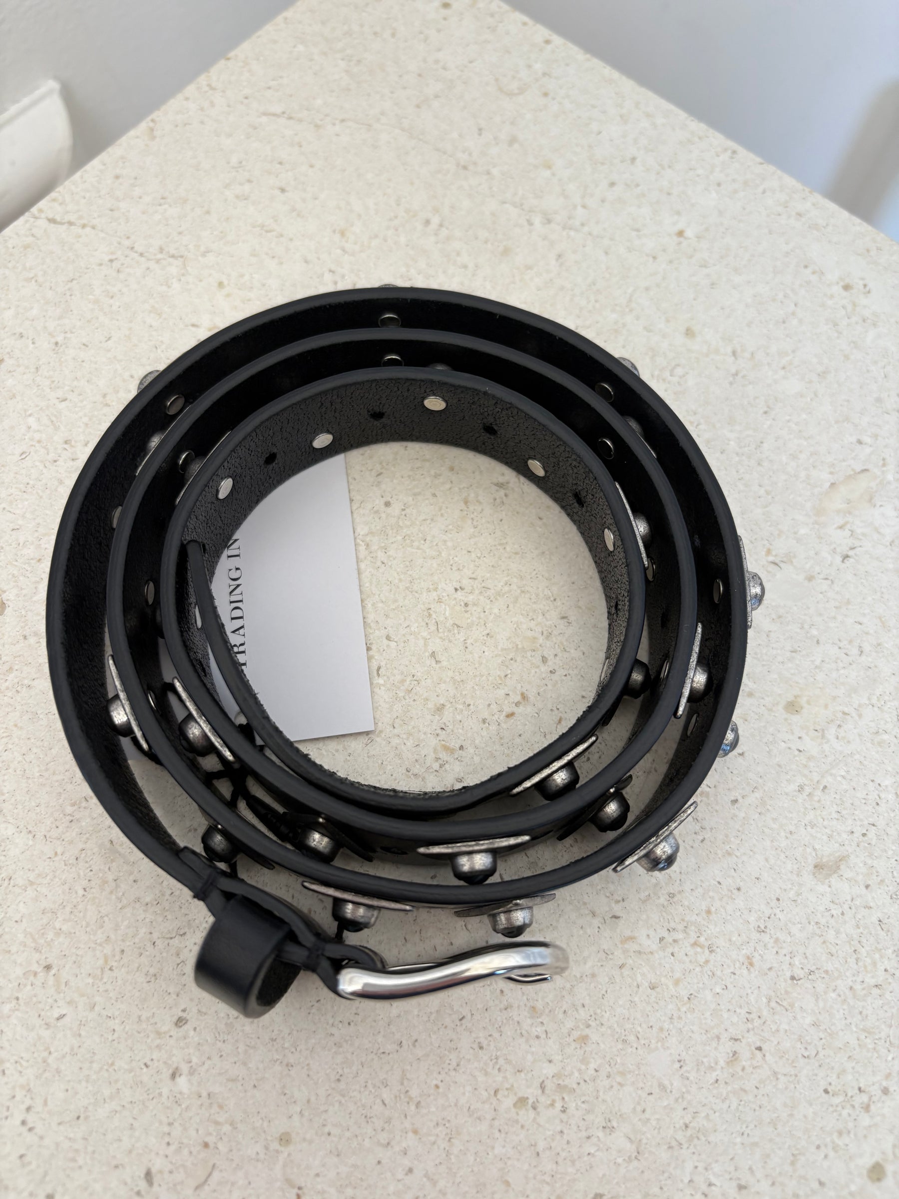 Isabel Marant Black Leather Triangle Studded Belt, 90