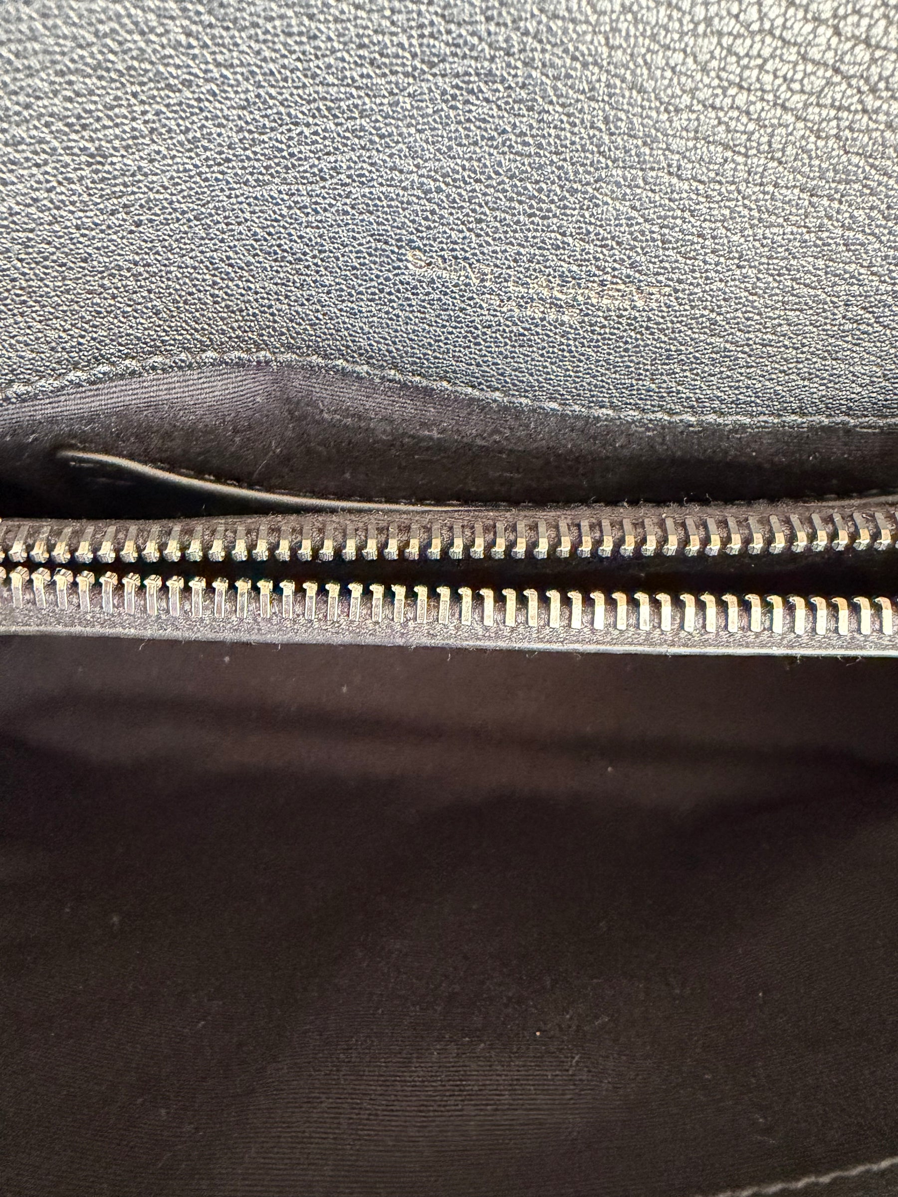 Saint Laurent Black Chevron Leather Medium College Bag