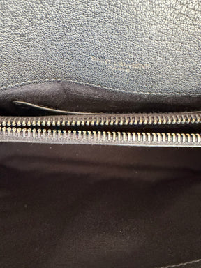 Saint Laurent Black Chevron Leather Medium College Bag